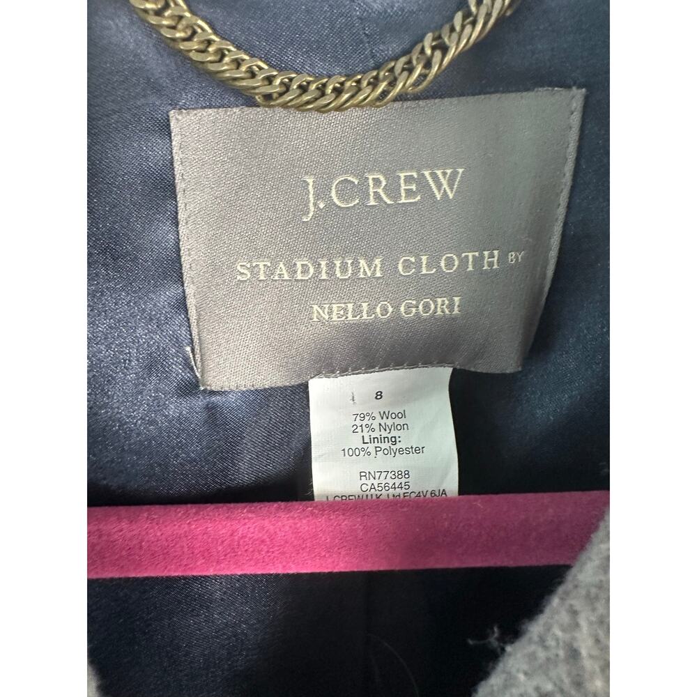 J.Crew Peacoat Women's Double breasted heather gray Stadium Cloth wool blend 8 - Picture 2 of 8